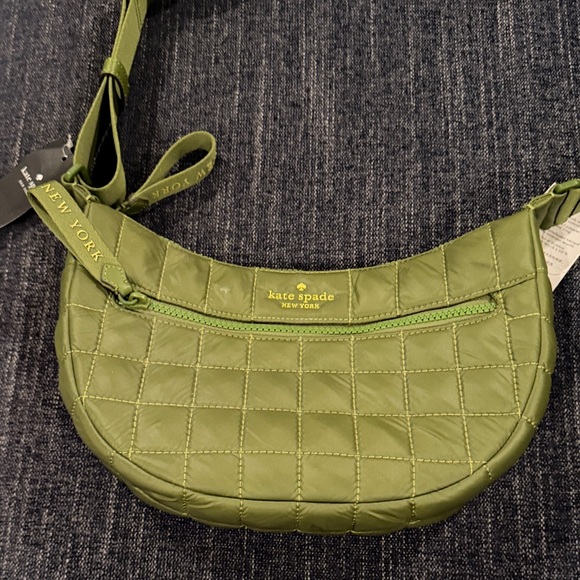 Kate Spade Staci Flap Shoulder Light Olive Saffiano Leather  Kate Spade Olive Quilted Crossbody Bag